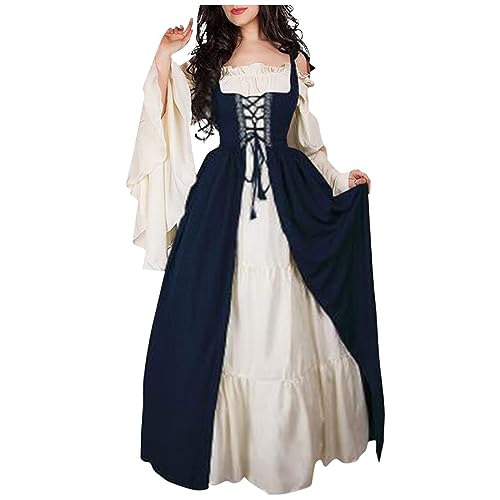 TOFOTL Kleid Gothic Halloween Hexen Kostüm Damen in Größe M Lustiges Königin Hexenkostüm Malefiz Pirat Vampier Verkleidung Halloweenkostüme Kostüm Gothickleidungdamensexy Marine L von TOFOTL