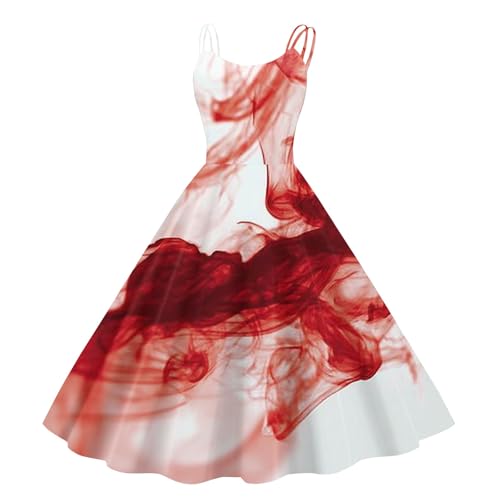 TOFOTL Piratin Kostüm Damen Vampire Vampirkostüm Kleidung für Dämon Halloween Kleidung Kostüme Costume Gothic Frauen Outfit Vampir Halloween Kostüm Damen Gruselig Zinnoberrot XL von TOFOTL