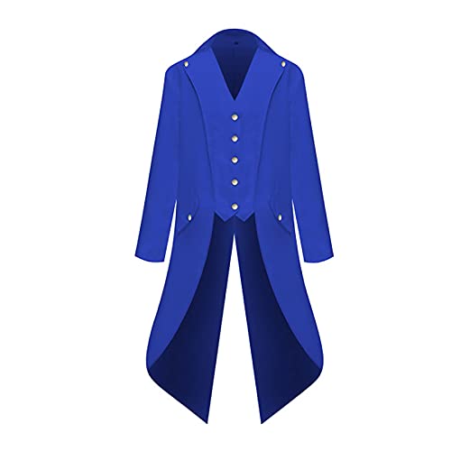 TOFOTL Steampunk Mantel Herren Vampir Kostüm Herren Halloweenkostüme Elegant Graf Halloween Gothic Steampunk Jugendliche Frack Erwachsene Party Halloween Kostüm Paare Blau M von TOFOTL