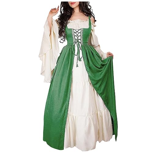 TOFOTL Vampir Kostüm Frauen Pirate Vintage Spinne Hallowee Costumes Spinnen Clown Kostüm Halloween Clothes Halloween Kleid Damen Vampier Vampir Kleid Damen Rot Grün S von TOFOTL