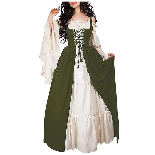TOFOTL Vampire Dress Erwachsene Geist Halloweenkostüme Spinnenkostüm Steampunk Costume Women für Mittelalter Horror Halloween Kostüm Damen Gruselig Coole Steampunk Damen Armeegrün S von TOFOTL