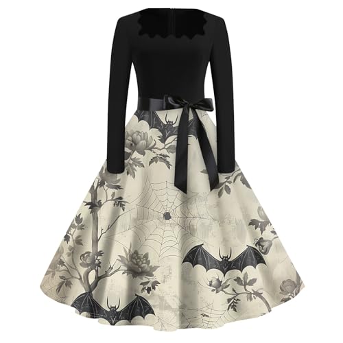 TOFOTL Weißes Kleid Halloween Cosplay Goth Karnevalskostüm Brautkleid Vampier Kostum Warm Hexenkostüm Funny Kostüm Horror Braut Viktorianisches Kurzes Gothic Halloween Kostüm Hexe Damen Helles Grau M von TOFOTL