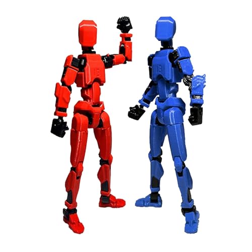 2 Stück (Zusammengebaut) T13 Action Figure T13 Actionfigur mit Mehreren Gelenken 3D-Druck von Beweglichen Figuren 13 Robot Dummy Action Figures Desktop-Dekorationen Geschenk für Kinder(Blau&Rot) von TOGETDREAM