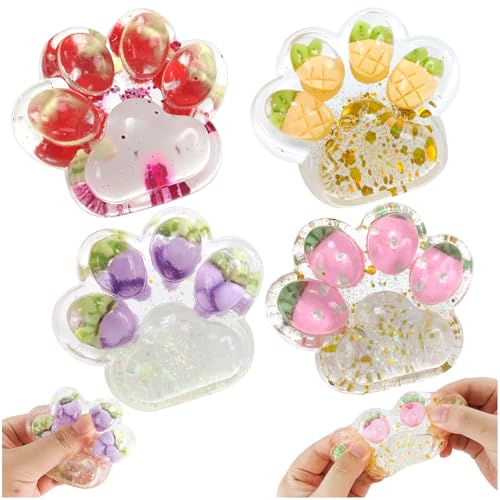 4 Stück Katzenpfoten Squishy, Cat Paw Squeeze Squeeze Katze Pfote Squeeze für Stressabbau Süße Weiche Katzenpfoten Quetschspielzeuge für Stressabbau und Entspannung Kinder Erwachsene Stress von TOGETDREAM