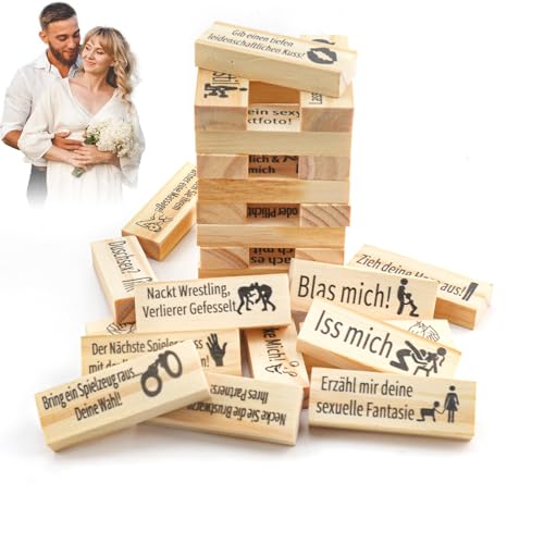 Deutsch Stapelspiel aus Holzblöcken for Paare, 48 Stück Super freches Blockturm Spiel Verführerische Blockspiele Deutsche Sprache für Paare Lust Tower Blocks Paarspiele for Erwachsene Lustturm Deutsch Stapelspiel aus Holzblöcken for Paare, 48 Stück Super freches Blockturm Spiel Verführerische Blockspiele Deutsche Sprache für Paare Lust Tower Blocks Paarspiele for Erwachsene Lustturm von TOGETDREAM