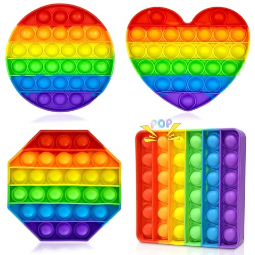 4 Stück Pop Bubble Fidget Toys, Sensorisches Anti-Stress-Spielzeug, Sensory Fidget Toy Relief Angst Autismus, Antistress Regenbogen für Kinder und Erwachsene 4 Stück Pop Bubble Fidget Toys, Sensorisches Anti-Stress-Spielzeug, Sensory Fidget Toy Relief Angst Autismus, Antistress Regenbogen für Kinder und Erwachsene von TOGETDREAM