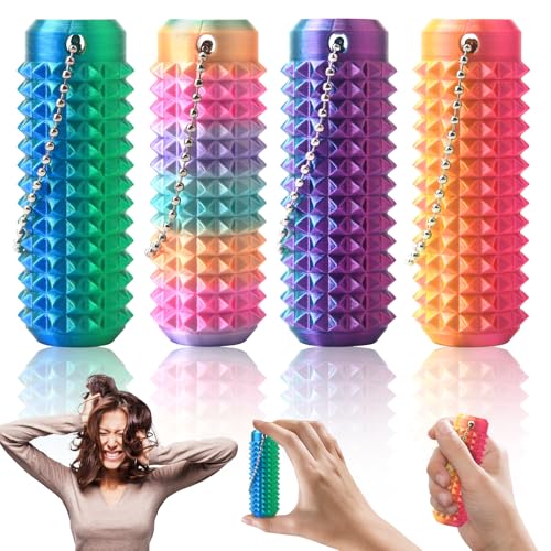 4 Stück Little Ouchies Pain Fidget, Spiky Grippie Stim Schlüsselanhänger Portable Pocket Mini Fidget Toys Sensorik Spielzeug 3D-Gedruckter Stimming Toys für Stressabbau Angstlinderung Erwachsene von TOGETDREAM