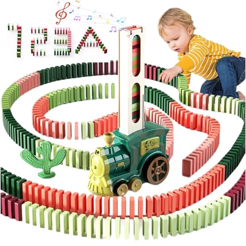 TOGETDREAM Domino Zug Spielzeug Eisenbahn Set Spielzeug Kinder elektrisch mit 100 PCS Domino Blöcken Automatischer, Dominoes Automatische Platzierung Lustige Geschenke für Jungen und Mädchen (Grün) TOGETDREAM Domino Zug Spielzeug Eisenbahn Set Spielzeug Kinder elektrisch mit 100 PCS Domino Blöcken Automatischer, Dominoes Automatische Platzierung Lustige Geschenke für Jungen und Mädchen (Grün) von TOGETDREAM