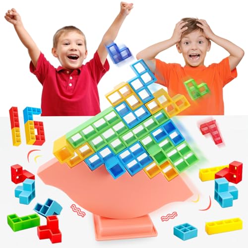 Tetra Tower Spiel,Tetris Balance Tetris Tower Balance Game für Kinder Erwachsene Schaukelstapel Balance Spiel Stapelblöcke Balancing Spiel Puzzlespiele-Geschenke für Jungen und Mädchen ab Jahre 3+ von TOGETDREAM