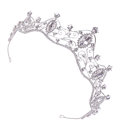 TOGEVAL 1 Stück Krone Haarband für Mädchen Headdress für Geburtstagsfotos und Bühnenauftritte Silberne Barock Prinzessin Tiara für Bezauberndes Haaraccessoire von TOGEVAL
