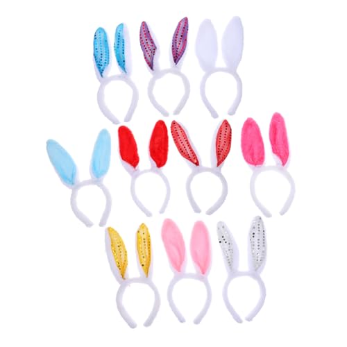 TOGEVAL 10 Stück Hasenohr Stirnband Hasenohr Stirnbänder Funkelnd Hasenohren Stirnband Erwachsene Frühling Hasenstirnband Hase Partybevorzugung Hasenohren-stirnband-party Pailletten von TOGEVAL