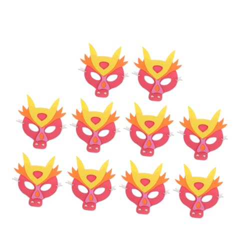 TOGEVAL 10 Stück Kinder Jahr Des Drachen Maske Karnevalsmaske Tiermaske Kreative Maske Cosplay Maske Für Kinder Festival Maske Dekorative Maske Requisite Maskerade Party Maske von TOGEVAL