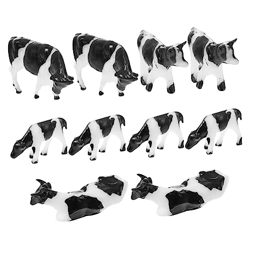 TOGEVAL 10 Stück Mini-Kuh-Modell Kuhmodelle Miniatur-Kuhfiguren Mini-Kuhfiguren Miniaturkühe hühner gartendeko rostoptik Kuhfiguren aus Kunststoff Kuh aus Plastik Abs Black von TOGEVAL