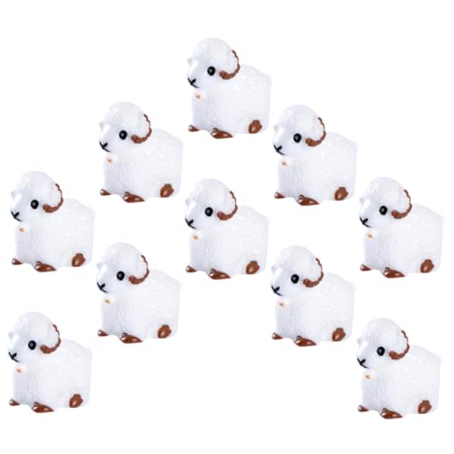 TOGEVAL 10 Stück Schaf-Ornamente Schaffell Figur Zwerge Lamm Mini-Schaf Winzige Landschaftsstatue Winzige Schaf-terrariumstatue Moos-Schaf-Statue Tiere Schaf Ding Kunstharz Weiß von TOGEVAL