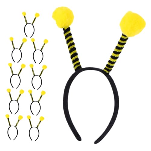 TOGEVAL 10 Stück Teiliges Bienen Antennen Haarreif Langlebig Stabil und Bequem für Damen Bienenkostüm Karneval Halloween Party Zubehör von TOGEVAL