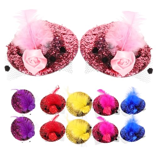 TOGEVAL 12Stücke Mini Haarclips Federn Faszinatoren Für Damen Kostümaccessoires Kleine Hüte Für Hochzeiten Und Partys von TOGEVAL