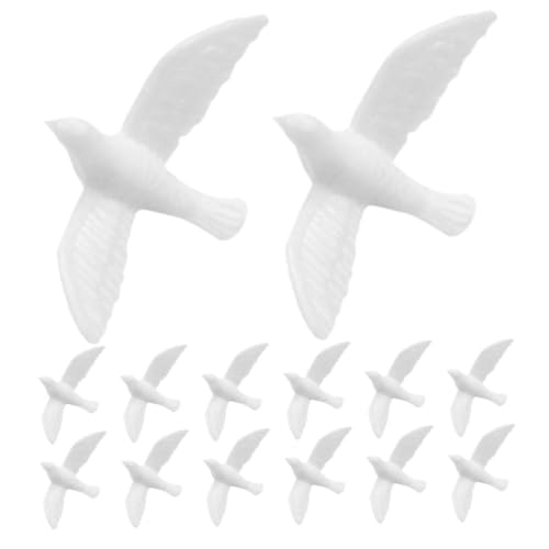 TOGEVAL 14 Stück Teiliges Miniatur Taubenfiguren Moderne Weiße Tauben Skulpturen aus Resin Kleine Vogelmodelle für Puppenhäuser Kuchen Deko Landschaften und Vielseitige Dekoration von TOGEVAL