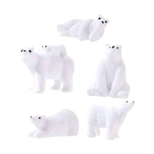 TOGEVAL 15 Stück Eisbär-Ornamente Partygeschenke Mit Arktischen Tieren Kleine Tierfiguren Ozeantiere Realistische Bärendekorationen Zootierspielzeug Eisbär- Weiß Harz von TOGEVAL