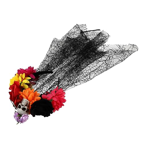 TOGEVAL 1Stück Halloween Schädelkopfschmuck mit Roten und Schwarzem Haarreif für Cosplay Halloween Partys und Festliche Anlässe Sorgt für Aufsehen von TOGEVAL