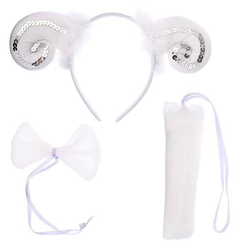 TOGEVAL 1satz Tier Kostüm Set Für Teiliges Set Mit Haarreif Fliege Und Tierverkleidung Für Karneval Halloween Geburtstagsfeiern Niedliche Schafdesigns Und Kreative Fotorequisiten von TOGEVAL