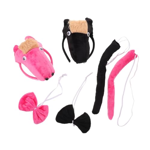 TOGEVAL 2 Sätze Realistisches Pferde Headband mit Weichem und Süßer Fliege Leichtes Tierkostüm für Halloween Geburtstagsfeiern Schulaufführungen Geeignet für Erwachsene von TOGEVAL