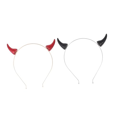 TOGEVAL 2 Stück Halloween Teufel Hörner Haarreifen Teiliges Schwarz Rot Leichtes Festival Kostüm Zubehör für Party Karneval Cosplay Langlebige Auffällige Dämonen Stirnbänder für Erwachsene von TOGEVAL