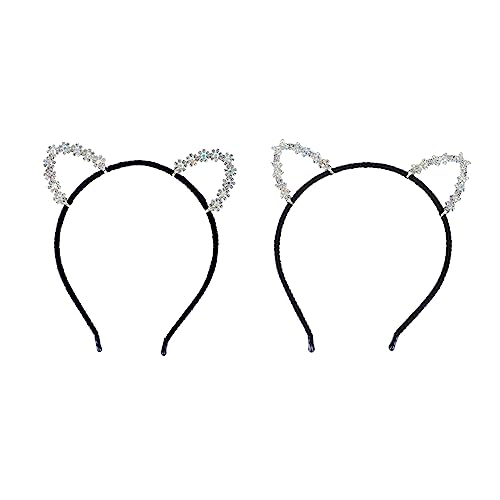 TOGEVAL 2 Stück Katzenohren Haarreif mit Rhinestone Handgefertigte Ohren für Cosplay Festival und Partys Leicht und Bequem für Damen und Mädchen TOGEVAL 2 Stück Katzenohren Haarreif mit Rhinestone Handgefertigte Ohren für Cosplay Festival und Partys Leicht und Bequem für Damen und Mädchen von TOGEVAL