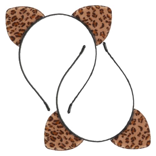 TOGEVAL 2 Stück Leoparden Katzenohren Haarreif Leichtes Komfortables Stirnband mit Weichen Ohren für Karneval Fasching Party Cosplay und Alltag Geeignet Hält Sicher und Fixiert Haare von TOGEVAL