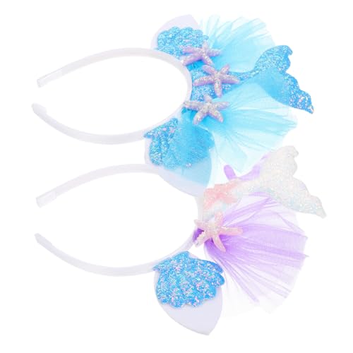 TOGEVAL 2 Stück Meerjungfrau Haarreif mit Perlen und Muschel Design Bunte Cosplay Stirnbänder für Damen Mädchen Langlebiger Haarschmuck für Halloween und Festival Süßes Praktisches von TOGEVAL