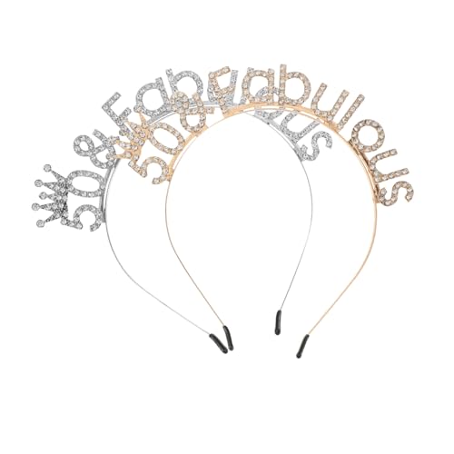 TOGEVAL 2 Stück Rhinestone Stirnband mit Geburtstagskrone Leichtes Haarband in Gold und Silber für Frauen Geburtstagsdekoration Party Haarreif für Damen und Mädchen von TOGEVAL