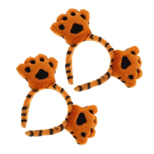 TOGEVAL 2 Stück Teiliges Tiger Ohren Haarband Plüsch Stirnband Kuscheliges Tigeraccessoire für Mädchen Damen Cosplay Party Halloween Bühnenauftritt von TOGEVAL