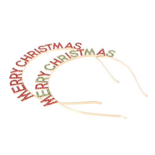 TOGEVAL 2 Stück Weihnachtlicher Haarreif Rotes und Buntes Alphabet Haarband Dekoratives Haarschmuck Accessoire für Weihnachtsfeiern Einzigartiges Festliches Stirnband von TOGEVAL