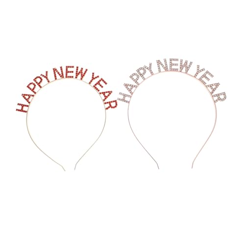 TOGEVAL 2 Stücke Teiliges Strass Haarreif Happy Year Rotes Roségoldenes Glitzer Stirnband Leichter Damen Haarschmuck für Weihnachten Silvester Party und Festliche Anlässe TOGEVAL 2 Stücke Teiliges Strass Haarreif Happy Year Rotes Roségoldenes Glitzer Stirnband Leichter Damen Haarschmuck für Weihnachten Silvester Party und Festliche Anlässe von TOGEVAL