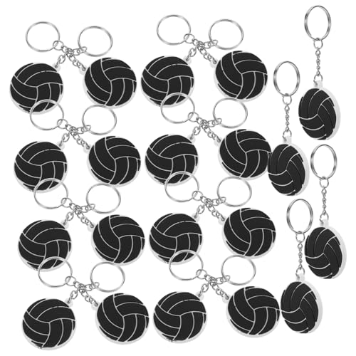 TOGEVAL 20 Stück Volleyball-schlüsselanhänger Volleyball-partygeschenke Schlüsselanhänger Gefälligkeiten Für Sportpartys Für Sportbälle Metall Schwarz von TOGEVAL