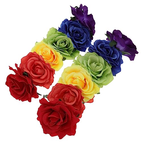 TOGEVAL 2Stücke Regenbogen Blumenstirnband für Cosplay Kopfschmuck Leicht und Langlebig Halloween Partys Hochzeiten und Fotoshootings Farben von TOGEVAL