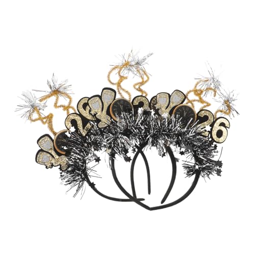 TOGEVAL 3 Stück Kopfbedeckung für die Neujahrsparty Neujahrs-Haarreifen dekorativ jahr stirnband Neujahrspapierhaarbänder neujahr kopfschmuck Stirnbänder für Neujahr Haarball Schwarz von TOGEVAL