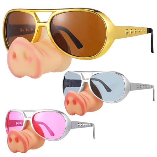 TOGEVAL 3 Stück Pig Nose Sonnenbrillen für Halloween Clown Kostüme Requisiten Party für von TOGEVAL