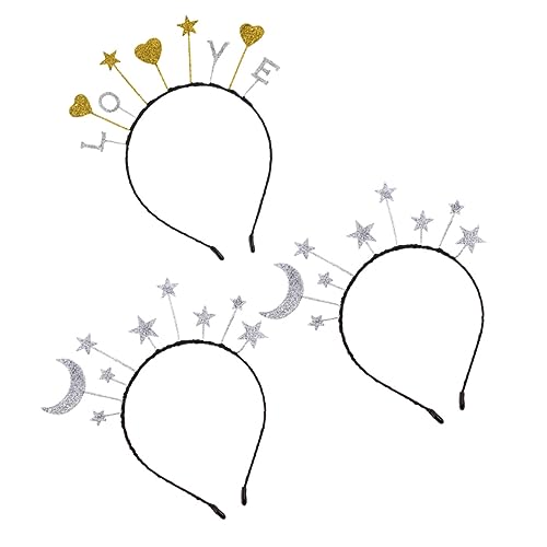 TOGEVAL 3 Stück Teiliges Glitzer Haarband mit Mond Stern und Herz Elastische Kopfbedeckung für Partys Geburtstage und Feste für Damen und Strapazierfähiges und Stilvolles Haarschmuck TOGEVAL 3 Stück Teiliges Glitzer Haarband mit Mond Stern und Herz Elastische Kopfbedeckung für Partys Geburtstage und Feste für Damen und Strapazierfähiges und Stilvolles Haarschmuck von TOGEVAL