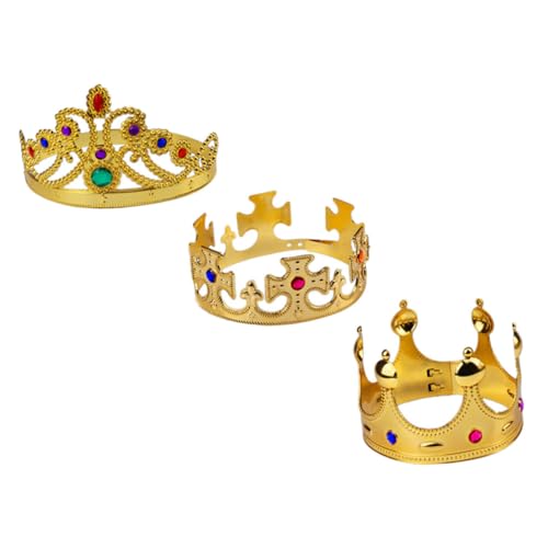 TOGEVAL 3 Stück Teiliges Goldene Kinderkronen Prinzessin Haarreif für Mädchen Langlebiges Material Einstellbare für Geburtstagsfeiern Kostümpartys und Tägliches Tragen von TOGEVAL