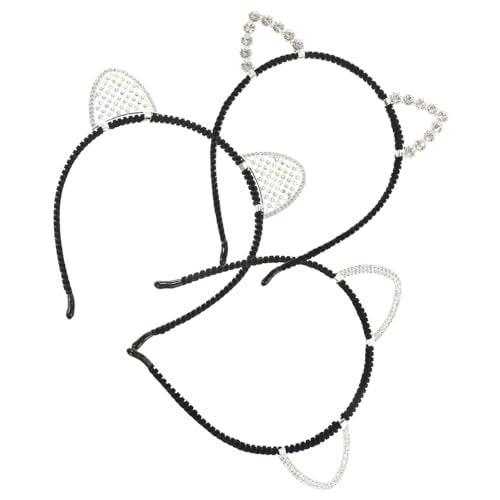 TOGEVAL 3 Stück Teiliges Katzenohren Stirnband mit Strass Langlebiges Haarschmuck für Damen Rutschfester Haarreif Glitzerndes Accessoire für Halloween Fasching und Cosplay TOGEVAL 3 Stück Teiliges Katzenohren Stirnband mit Strass Langlebiges Haarschmuck für Damen Rutschfester Haarreif Glitzerndes Accessoire für Halloween Fasching und Cosplay von TOGEVAL