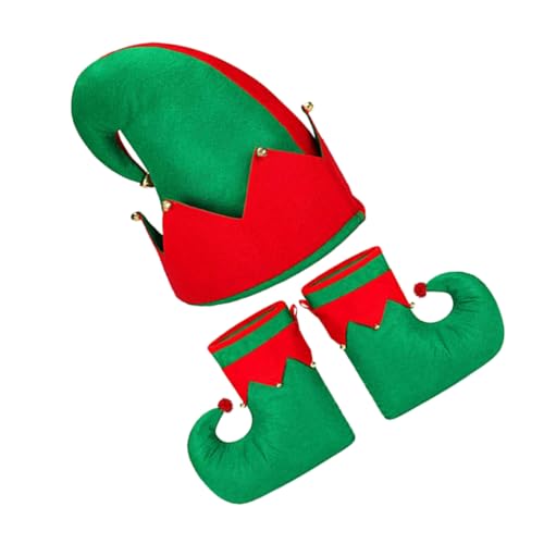 TOGEVAL 3 Stücke Weihnachten Kostüm Hut Schuhe Erwachsene Schuhe Weihnachten Schuhe TOGEVAL 3 Stücke Weihnachten Kostüm Hut Schuhe Erwachsene Schuhe Weihnachten Schuhe von TOGEVAL