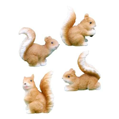 TOGEVAL 4 Stück Eichhörnchen-verzierung Miniatur-eichhörnchenfiguren Niedliche Eichhörnchenfiguren Kleine Tierfigur Bausatz Kreative Eichhörnchenfiguren Tierstatue Brown Harz von TOGEVAL