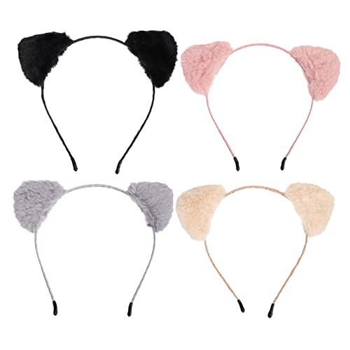 TOGEVAL 4 Stück Katzenohren Haarreif Teiliges Cosplay Headband für Beige und Schwarz Leicht und Bequem für Partys Festivals und Maskeraden TOGEVAL 4 Stück Katzenohren Haarreif Teiliges Cosplay Headband für Beige und Schwarz Leicht und Bequem für Partys Festivals und Maskeraden von TOGEVAL