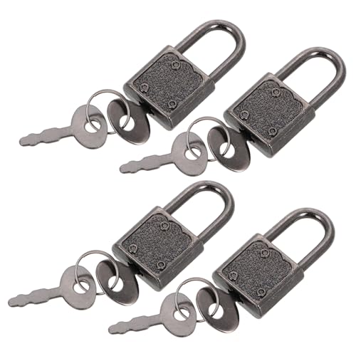 TOGEVAL 4 Stück Mini-Tagebuchsperre Schlösser mit Schlüssel kleines Schloss Sperren Sie mit Schlüssel Vorhängeschlösser Schatzkiste Schloss Tagebuchschloss Speicherschlösser Eisen Schwarz von TOGEVAL