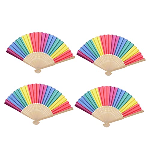 TOGEVAL 4 Stück Regenbogen Klappfächer aus Kreative Spielzeuge für Fotorequisiten für Partys und Aufführungen Langlebig und Praktisch Perfektes Accessoire für Jede Gelegenheit von TOGEVAL