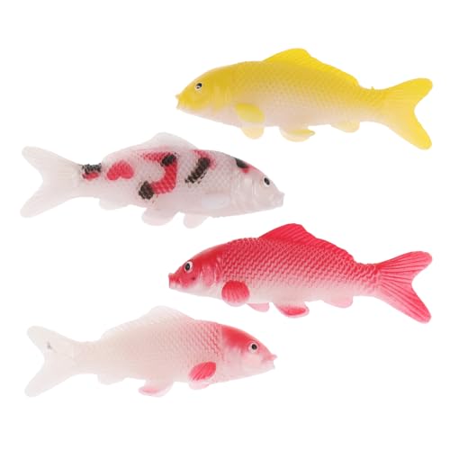 TOGEVAL 4 Stück Simulierte Koi Modellfische Dekoration Fischfigur Mikrofischfigur Winzige Fischornamente Haushaltsgefälschte Fische Künstliches Fischlandschaft Fisch von TOGEVAL