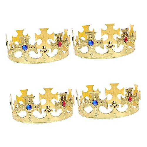 TOGEVAL 4 Stück Teiliges Goldenes Prinz Kostüm Geburtstagskrone Leichte Königliche Krone Kopfbedeckung für Party Cosplay und Festliche Anlässe Design Einfach zu Tragen von TOGEVAL