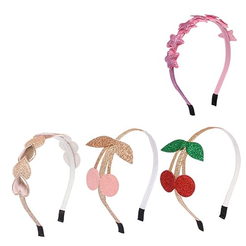 TOGEVAL 4 Stück Teiliges Haarband mit Kirsch und Stern Design Buntes Leichtes Party Haarschmuck Rutschfestes Stirnband für Mädchen für Cosplay und Festlichkeiten Zufällige Zufällige Farbe von TOGEVAL
