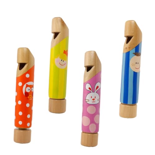 TOGEVAL 4 Stück Teiliges Holzpfeifen Zieh und Schiebeflöte Musikinstrument Pädagogisch Glatt und Sicher Geeignet für Mädchen und Jungen und Partyspaß Zufällige Farbe Zufällige Farbe von TOGEVAL