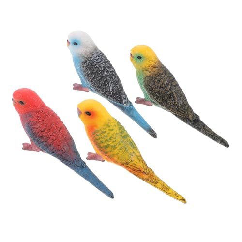 TOGEVAL 4 Stück Teiliges Künstliche Papagei Figuren Realistische Vogelmodelle in Lebhaften Farben Kleine Dekofiguren für Garten und Schreibtisch Wetterfest und Vielseitig Einsetzbar von TOGEVAL